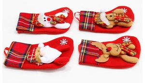 Set of 4 mini Christmas stockings with 3D snowman, reindeer, gnome and bear characters