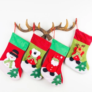 Christmas Stockings Gift Bags Corduroy Top Medium 3D Plush Santa Snowman Reindeer Bear Hanging Decoration For Tree Home Party