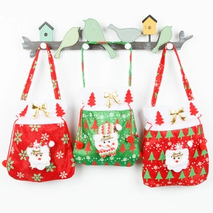 Christmas Gift Bag Santa Claus Snowman Handbag Drawstring Candy Bag Fabric Festive Party Favor Decoration Gifts Wrap Bag