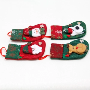 Set of 4 vintage thick Christmas stockings with Santa, snowman and reindeer designs