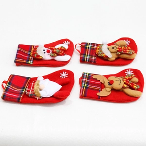 Set of 4 Christmas mini stockings with 3D Santa, Snowman, Bear, and Reindeer designs