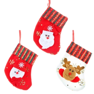 3er-Set Weihnachtssocken mit Weihnachtsmann, Schneemann und Rentier für die Baumdekoration