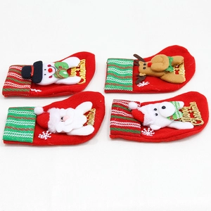 Set of 4 Christmas stockings with snowman reindeer santa and bear decorations
