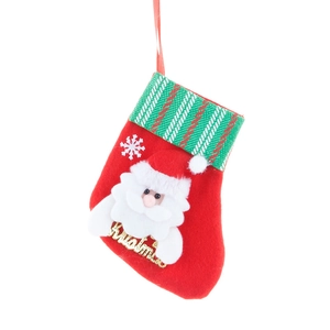 Mini Christmas stocking with 3D Santa and gold lettering for tree decoration