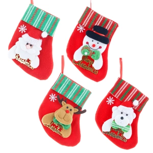 Set of 4 Christmas stockings with Santa, Snowman, Reindeer, and Bear 3D appliques