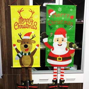 Christmas hanging banners with Santa and Reindeer designs for holiday wall decorations