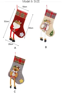 Tableau des tailles détaillé des chaussettes de Noël montrant les dimensions du Père Noël