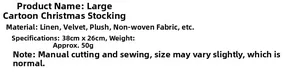 Spécifications de taille pour grandes chaussettes de Noël en lin de 38cm sur 26cm