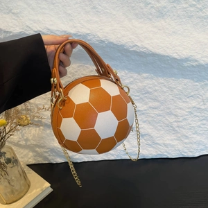 Kreative Handtasche in Fußballform Orange und Weiß mit Kettenriemen für Damenmode