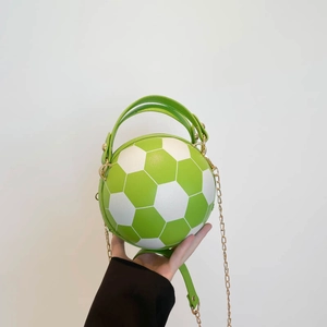 Grün-weiße Handtasche in Fußballform mit goldener Kette für Damen Mode