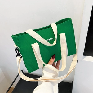 Borsa Tote in Tela Moda Donna Grande Capacità Casual Stampa Lettere Borsa a Spalla Tracolla Con Cinturino Regolabile Borsa a Mano