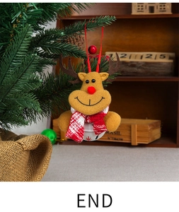 Decorazione per albero di Natale a renna in peluche con sciarpa e campanella bianca