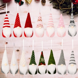 Nordic Christmas Gnome Hanging Ornaments Knitted Faceless Doll For Xmas Tree Holiday Party Home Decor