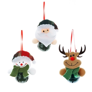 Lot de figurines de Noël Père Noël Bonhomme de neige Renne avec cloches en métal étoilées