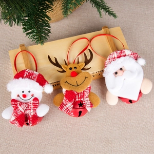 Three-piece Christmas tree ornaments set with snowman reindeer santa and bells