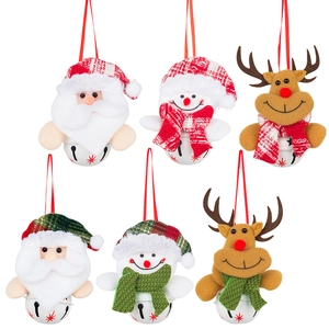 Addobbi natalizi con Babbo Natale, pupazzo di neve, renna e campanelli in metallo bianco