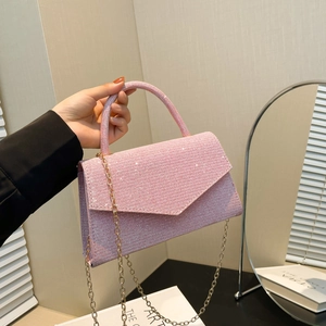 Borsa a tracolla con paillettes rosa e design a busta per occasioni speciali
