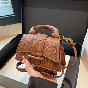 Sac à Main Femme Mode Coréenne Mini Cuir PU Motif Litchi Petit Sac Carré Avec Boucle Magnétique Sac à Bandoulière Simple