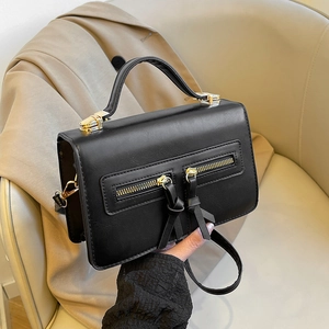 Vintage Damen Kunstleder Schultertasche Doppelreißverschluss Design Quadratische Handtasche Mit Verstellbarem Langem Riemen Lässige Umhängetasche