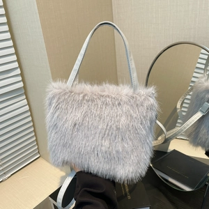 Dames Kunstbont Pluche Handtas Kleine Vierkante Crossbody Tas Herfst Winter Pluizige Schoudertas Met Handvat En Riem