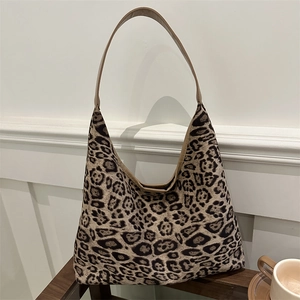 Sac Fourre-tout en PU à Imprimé Léopard pour Femmes Grande Capacité Sac à Épaule Hobo Mode Vintage Style Coréen