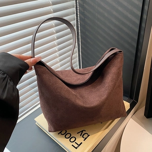 Sac Seau en Daim Vintage pour Femmes Grande Capacité Cuir PU Mat Hobo Sac à Bandoulière Décontracté Commuter Tote