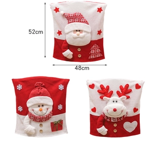 Detailed view of Christmas chair covers with Santa, Snowman and Reindeer 52x48cm