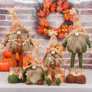 Décorations de Gnomes de la Fête des Moissons d'Automne Gnome de l'Action de Grâce Poupée Rétractable en Lin avec Tournesol