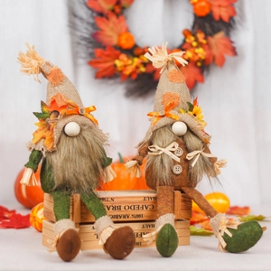Gnomes d'automne épouvantails décoratifs avec chapeaux en toile et feuilles d'érable
