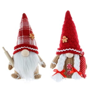 Christmas faceless gingerbread gnome plush dolls with knitting hat and wooden rolling pin
