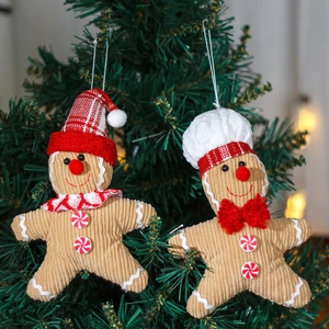 Christmas Gingerbread Man Plush Hanging Ornament Corduroy Gingerbread Doll Xmas Tree Decoration For Holiday Home Party Decor