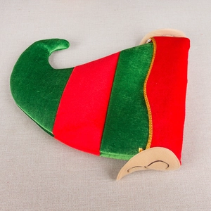 Bonnet de lutin de Noël en velours rouge et vert avec paillettes dorées et oreilles