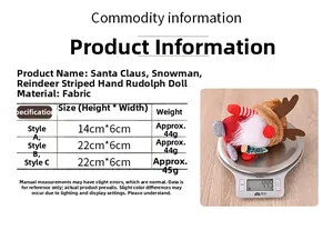 Tabla de tallas y medidas de peso para gnomos navideños de tela hechos a mano