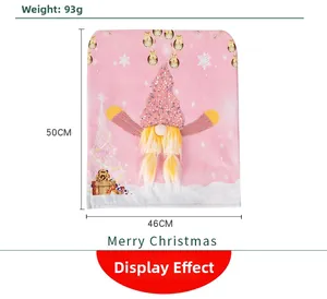 Pink Christmas chair cover with gnome, Merry Christmas text and size 50x46cm, 93g