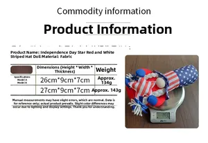 Detailed dimensions and weight specifications for Independence Day gnome plush decorations
