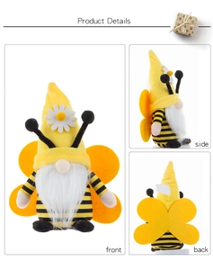 Vues détaillées du gnome abeille montrant l'avant, le côté et l'arrière avec ailes