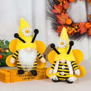Poupée en Peluche Gnome Bourdon Tournesol Abeille Sans Visage Décoration de Gnome Récolte Automnale pour Maison Fête Bureau Ornement de Bureau