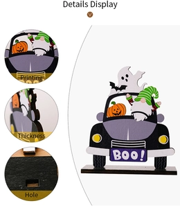 Détails de décoration Halloween en bois montrant l'impression et l'épaisseur du support