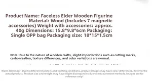 Detailed size and material specification sheet for the DIY wooden gnome ornament