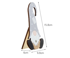 Detailed dimensions of the DIY wooden gnome tabletop ornament with measurements 15.8x9.8x6cm