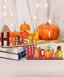 Close-up of wooden Harvest sign on books with autumn pumpkins and warm ambient lighting