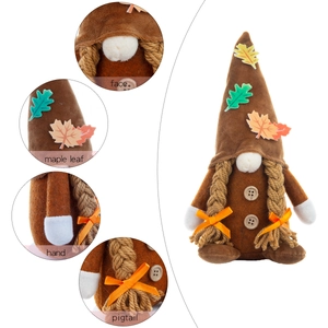 Muñeco gnomo de otoño con sombrero de hoja de arce y trenzas para decoración de Acción