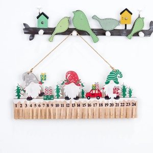 Christmas Wood Advent Calendar Hanging Sign Gnome Tree Countdown Calendar With Clips Holiday Home Wall Door Decor