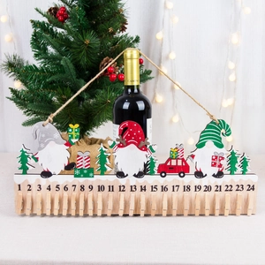 Christmas gnome wooden advent calendar with 24 clips for festive holiday door hanging
