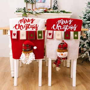Coprisedie natalizi con Babbo Natale e Pupazzo di neve 3D in morbido tessuto peluche
