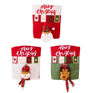 Set di 3 coprisedie natalizi con Babbo Natale, pupazzo di neve e renna 3D decorati