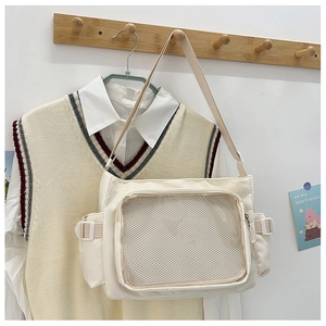 Bolso bandolera de lona transparente estilo japonés gran capacidad bolso mensajero estudiante