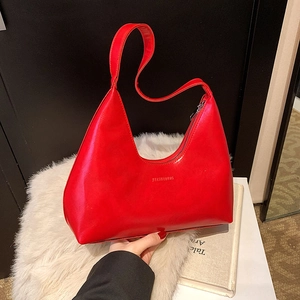 Borsa Sottospalla in Pelle PU da Donna Hobo Minimalista Tinta Unita con Cuciture Borsa a Tracolla Versatile Piccola Mezzaluna