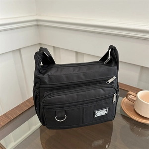 Damen Mode Nylon Umhängetasche Mehrere Reißverschlusstaschen Langlebige Schultertasche Casual Reise Messenger Bag Mit Verstellbarem Gurt