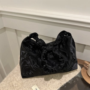 New Chinese Style Pleated Cloud Bag Fashion Marble Pattern PU Leather Tote Bag With Ruffled Strap Shoulder Crossbody Bag